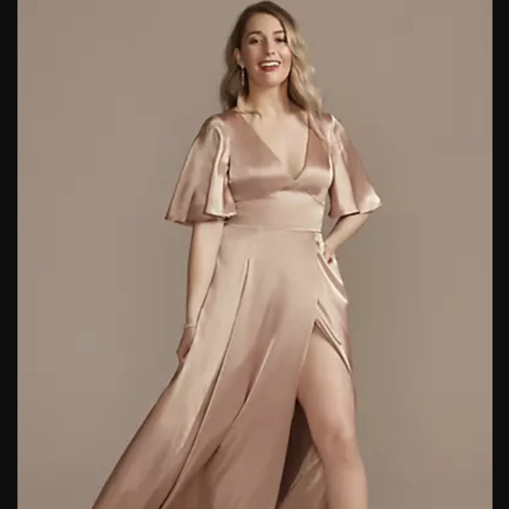 Charmeuse Flutter-Sleeve A-Line